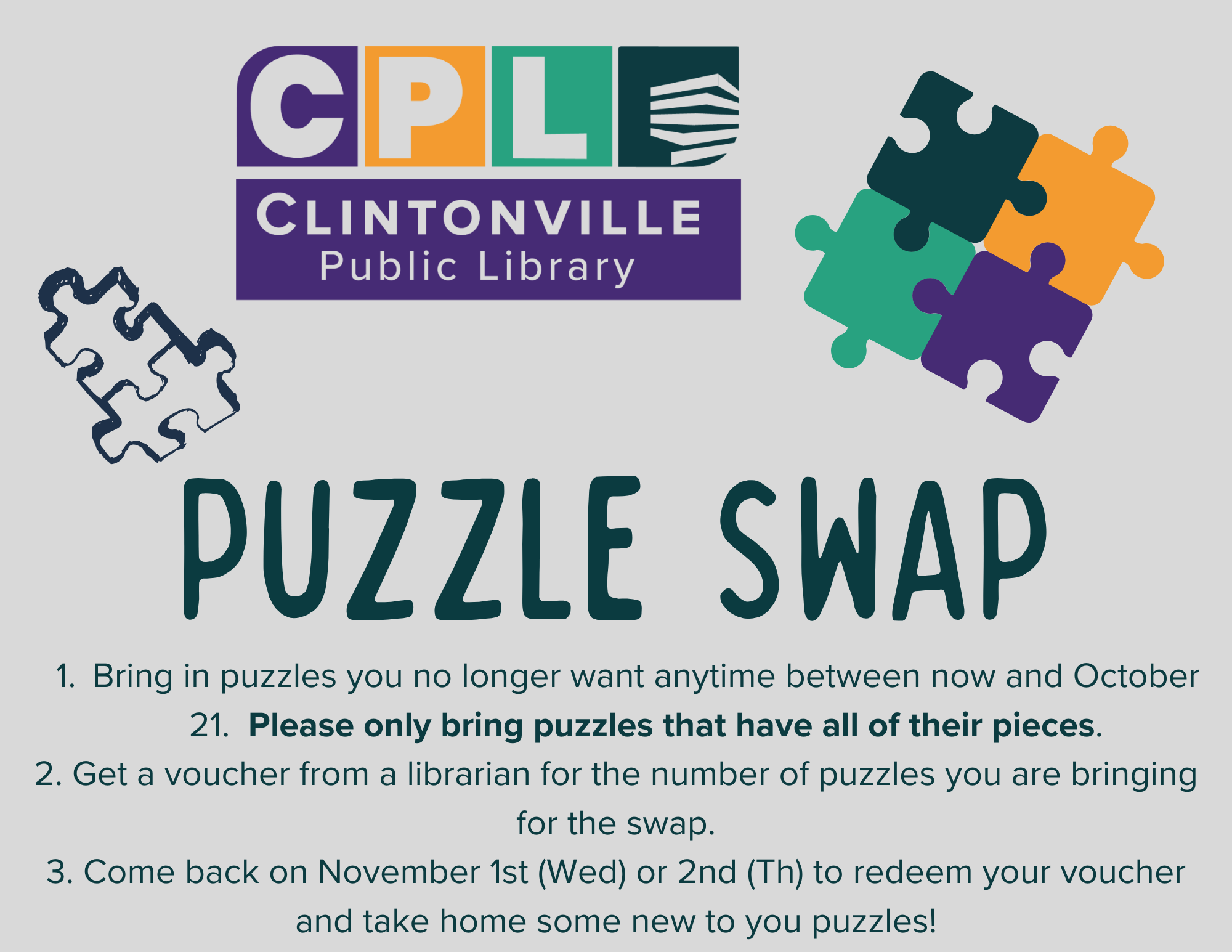 Puzzle Swap at the library! Clintonville Public Library